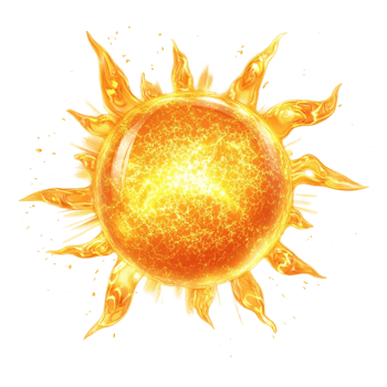 Fiery Realistic Sun with Hot Plasma png