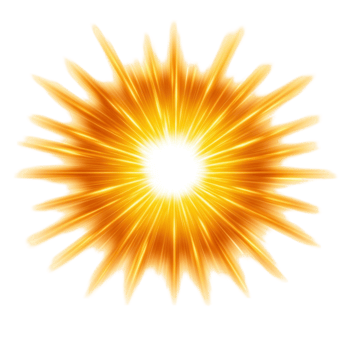 Glowing Yellow Sunburst with Radiating Light png