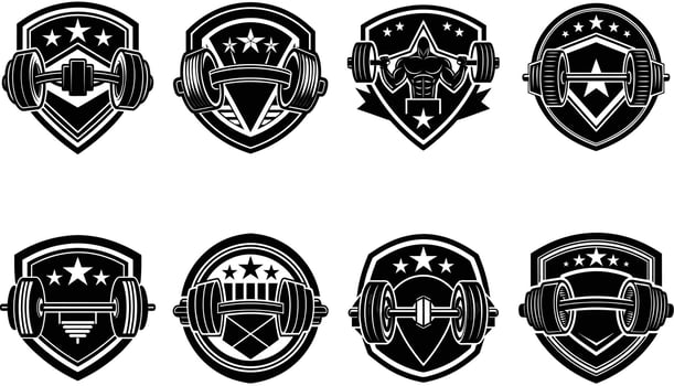 Dumbbell, Fitness Emblems , Silhouette Gym Logo Bundle vector