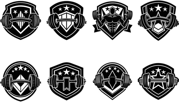 Fitness Silhouette Gym and Fitness Logo Bundle icon Set vector