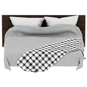 3d render Modern gray two pillows bed with transparent background png