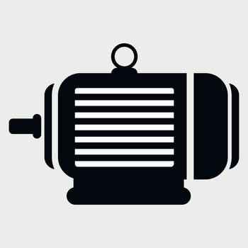 black and white electric motor icon on white background vector