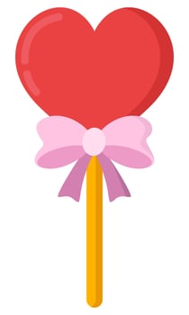 Lollipops in red heart shape isolated on white background. vector