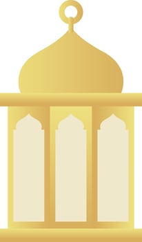 Dome with Rectangle Gold Gradient Islamic Lantern Element for Ramadan Arabic Hanging Oil Lamp Lights vector