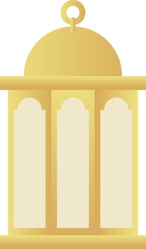 Circle with Rectangle Gold Gradient Islamic Lantern Element for Ramadan Arabic Hanging Oil Lamp Lights vector