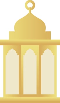 Dome with Double Gold Gradient Islamic Lantern Element for Ramadan Arabic Hanging Oil Lamp Lights vector
