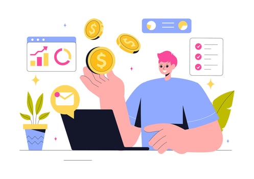 Illustration of Gig Economy, Freelance Business, and Remote Work Opportunities vector