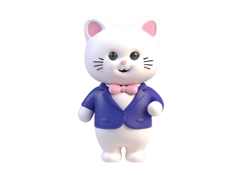 Adorable 3D Render of a Cute Cat in a Suit Perfect for Children s Products or Websites png