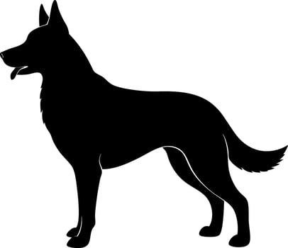 Elegant Dog Silhouette Illustration of a Golden Shepherd with Fluffy Fur Details vector