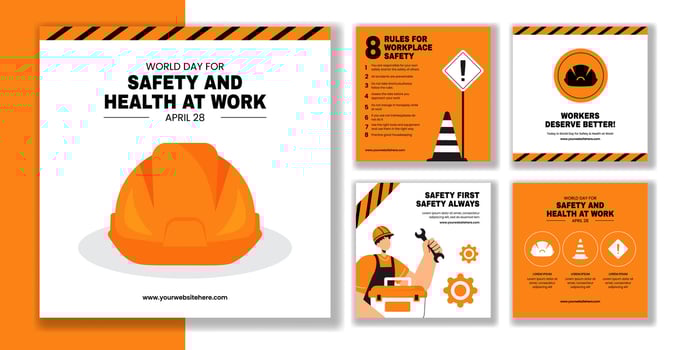 Workplace Safety and Health Day Social Media Post Flat Cartoon Illustration vector
