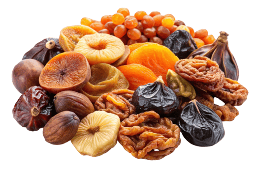 Dried fruits isolated deliciously preserve nature sweet flavors png