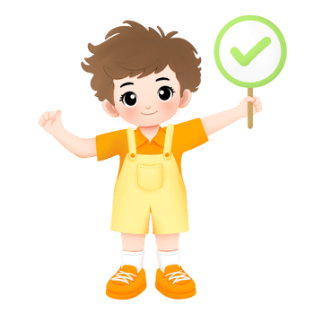 Kid with Yellow and orange outfit carrying correct sign with thumbsup or ok hand gesture watercolor illustration png