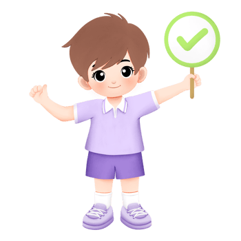 Kid worth purple outfit carrying correct sign with thumbsup or ok hand gesture watercolor illustration png