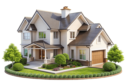 Dream house surrounded by nature's beauty png