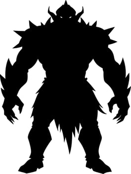 Black and White Orc Illustration Showcasing a Fantasy Monster in a Dominating Pose vector