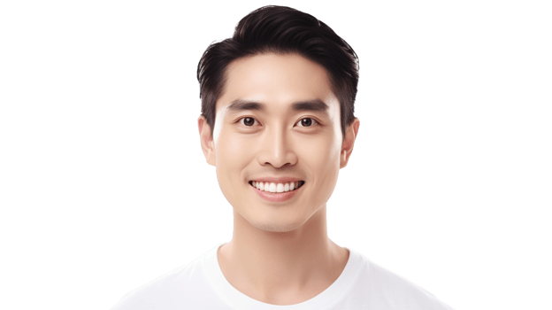 Radiant Asian Man Smiling with Glowy Skin Transparent, Copy Space png