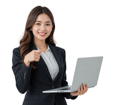 Professional Female Entrepreneur Indicating Copy Space, Transparent Image. png
