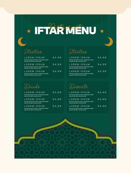 Iftar Menu Ramadan Kareem Social Media Flyer Template vector