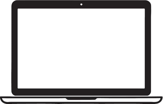 Modern Laptop line art Silhouette on white background. vector