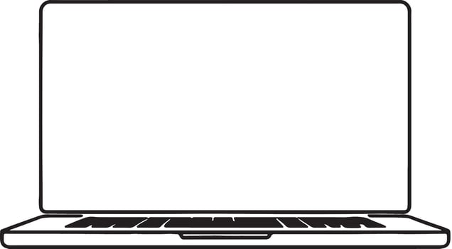Modern Laptop line art Silhouette on white background vector