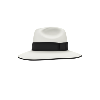 Classic White Fedora Hat Black Band Stylish Accessory Fashion Design Male Style Retro Image Summer png