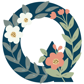 Floral Alphabet letter Q png
