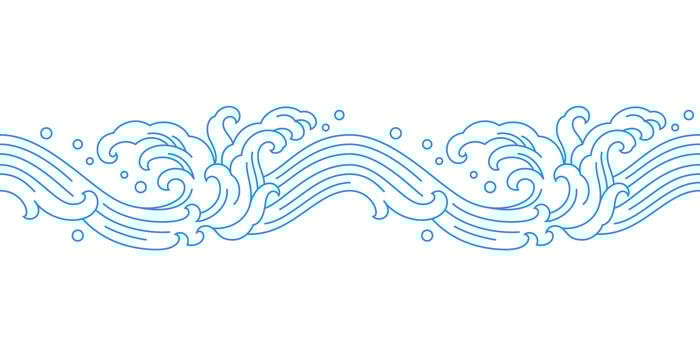 oriental wave form line art seamless pattern vector