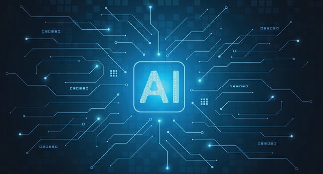 Abstract futuristic artificial intelligence chipset on circuit board in digital concept technology for web, banner, card, cover vector