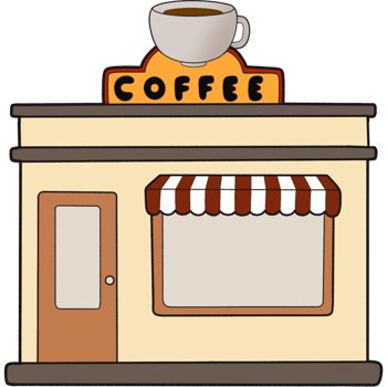 The illustration of a coffee shop png