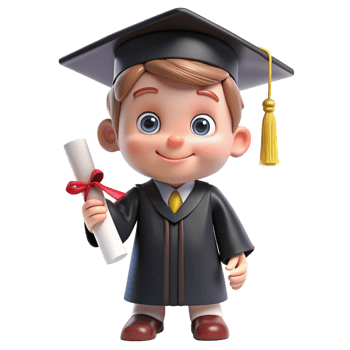 a graduation boy cartoon style holding diploma is isolated on transparent background png