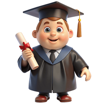 a graduation child cartoon style holding diploma is isolated on transparent background png