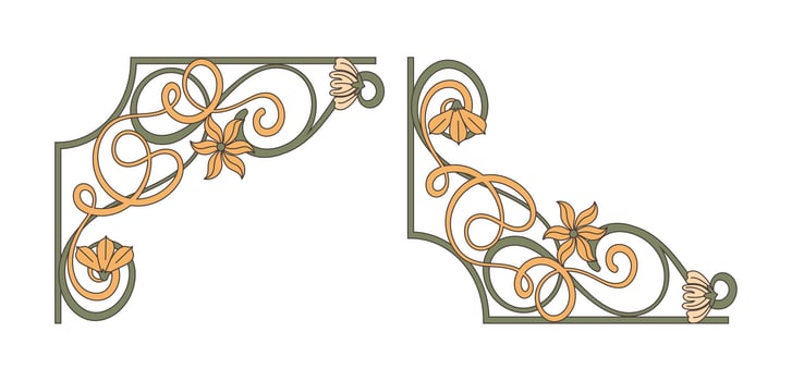 Hand drawn art nouveau ornament corner vector
