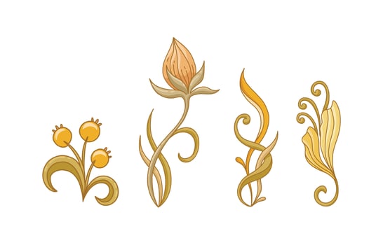 Hand drawn art nouveau frame and borders ornament collection on white background vector