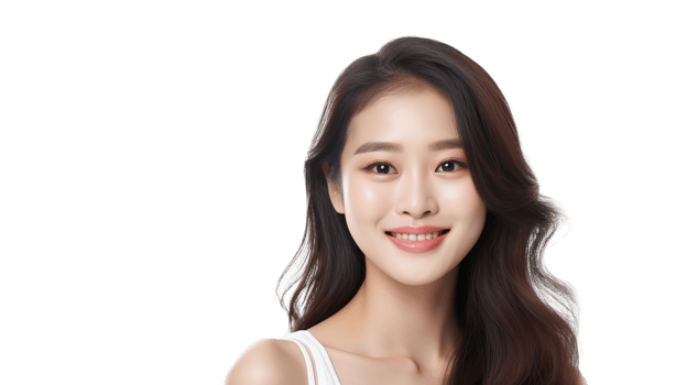 Happy Asian Woman with Flawless Skin Isolated on Transparent Background png