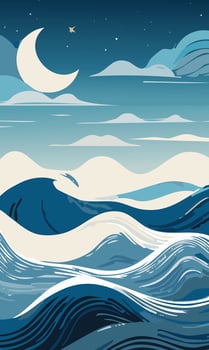 A calming ocean view with gentle rolling waves vector