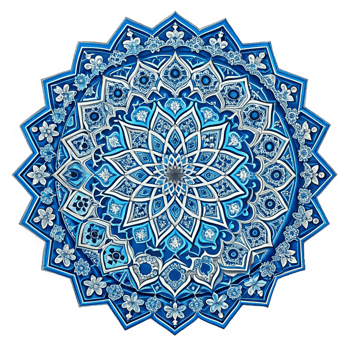 blue Islamic ornament mandala design is isolated on transparent background png