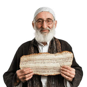Senior man celebration Passover jewish holiday, standing isolate on transparent background png