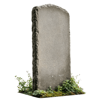 a grave stone with a green plant growing isolate on tranparent backgrond png