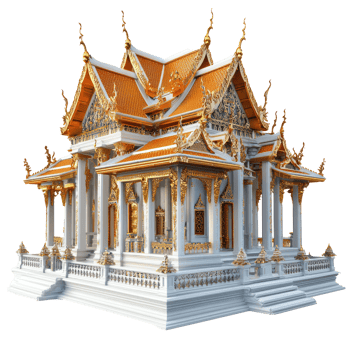 a thai temple on transparent background png