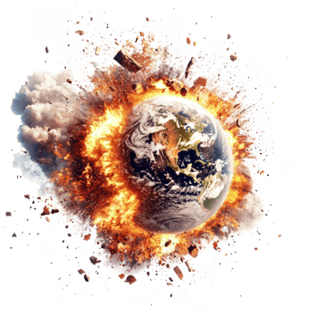 Earth explosion isolate on transparent background png