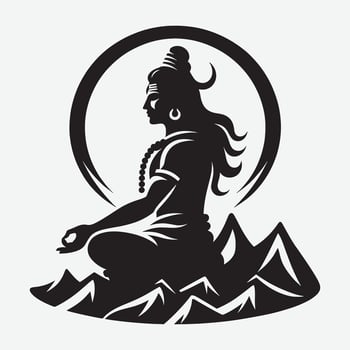 Mystic Lord Shiva Silhouette Clip Art Illustration for Hindu Devotional Graphics vector