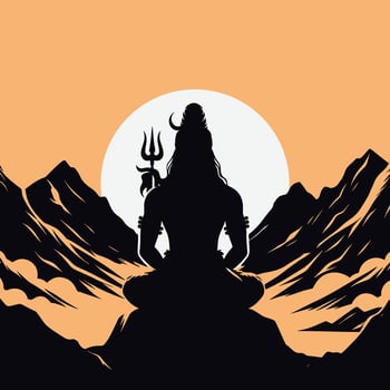 Hindu Mythology Inspired Lord Shiva Silhouette Clip Art for Devotional Art vector