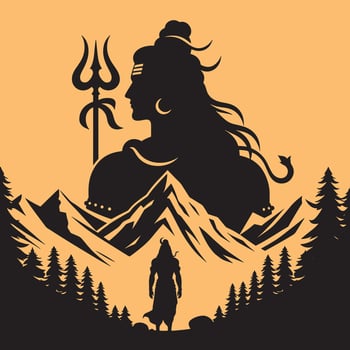 Decorative Lord Shiva Silhouette Clip Art for Hindu Religious Event Posters vector