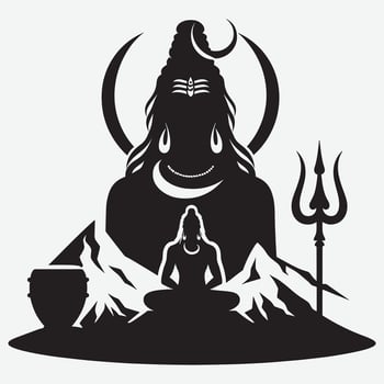 High-Resolution Lord Shiva Silhouette Clip Art for Maha Shivaratri Posters vector