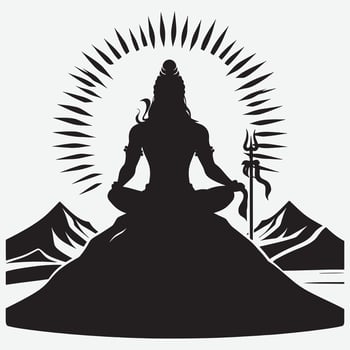 Powerful Lord Shiva Silhouette Artwork for Hindu Devotional Graphic Designs vector