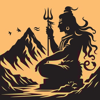 Indian Hindu Festival Maha Shivaratri Lord Shiva Silhouette Clip Art Design vector