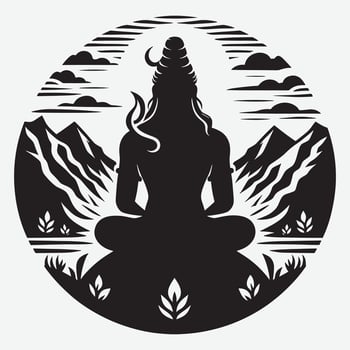 Majestic Lord Shiva Silhouette Clip Art Illustration for Happy Maha Shivaratri vector
