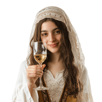 Young woman celebration Passover jewish holiday, standing isolate on transparent background png