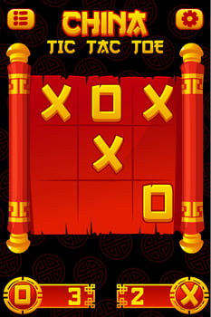 TIC TAC TOE UI in Chinese themed. Chinese red scroll. Board logic game for your game development UI. strategy game noughts and crosses vector