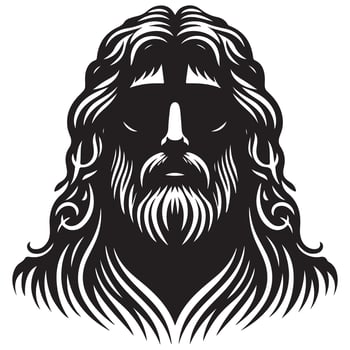Jesus Christ Silhouette Religious Figure Face Illustration vector